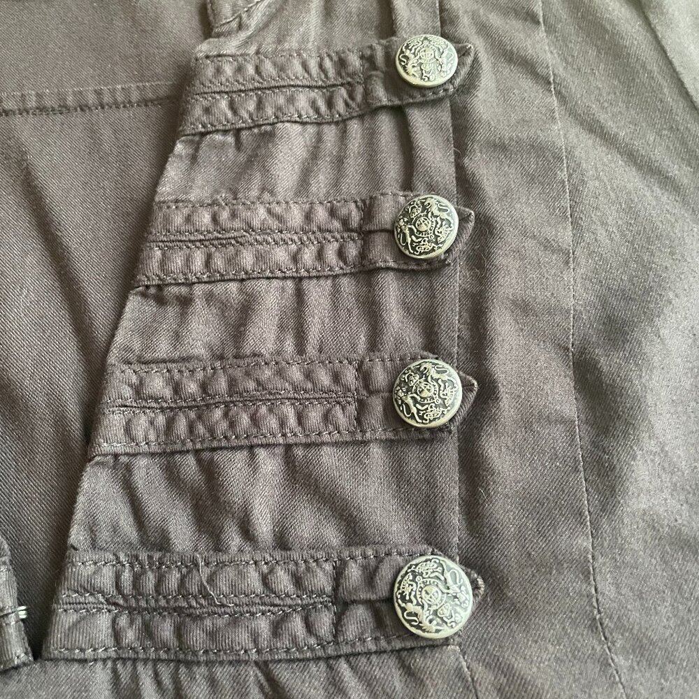 Size 12 H&M black military style top with silver buttons and short sleeves - Picture 7 of 14